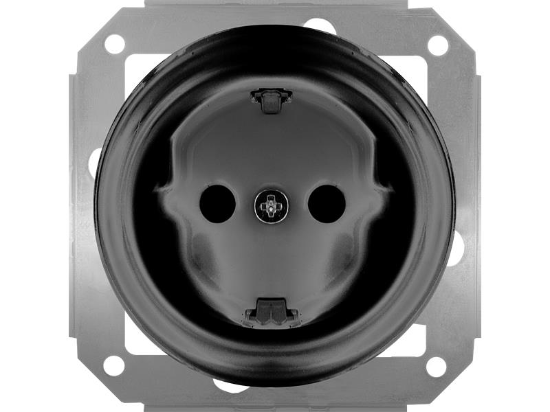 gniazdo-pojedyncze-2p-z-schuko-retro-schuko czarceramic-bez